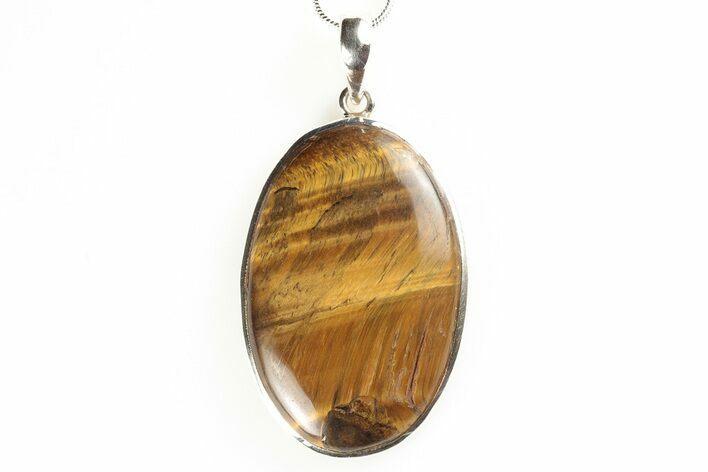 1.8" Tiger's Eye Pendant (Necklace) - 925 Sterling Silver  